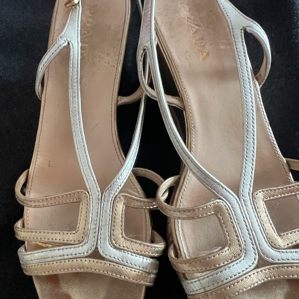 Prada Gold Strappy Heels